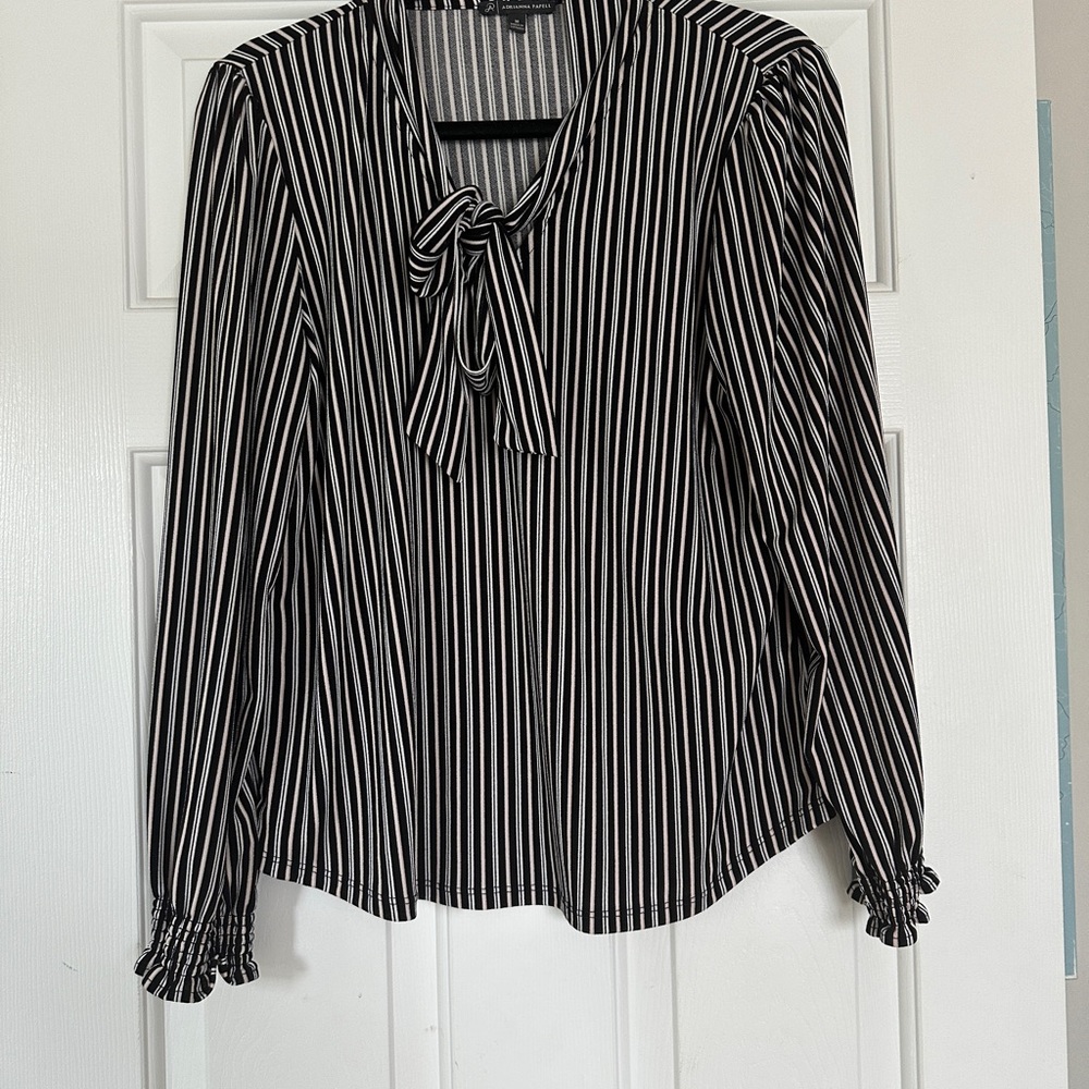 Adrianna Papell Striped Tie Front Blouse